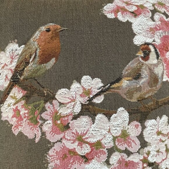 Art De Lys Bird On Cherry Blossom Branch Made in France Throw Pillows Stunning - Picture 3 of 9